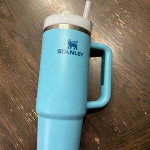 Stanley Sky Blue Travel Tumbler with Handle and White Lid